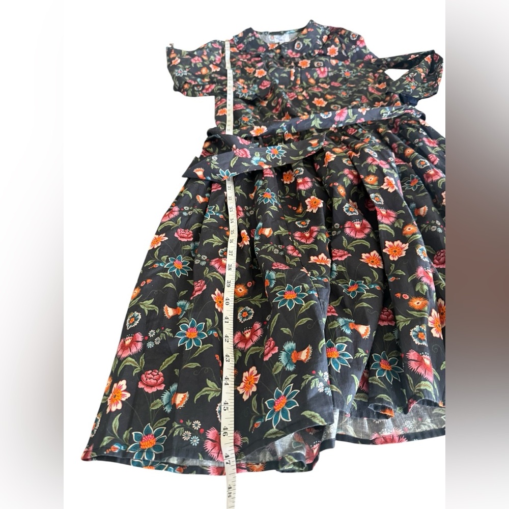 Pink City Prints NWT Nancy Dress‎ Chatsworth Floral Ruffle Collar Cotton Midi L - Picture 8 of 11
